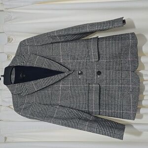 J. Crew 00, Multicolor, Plaid, Houndstooth Blazer, Black, White, Pink